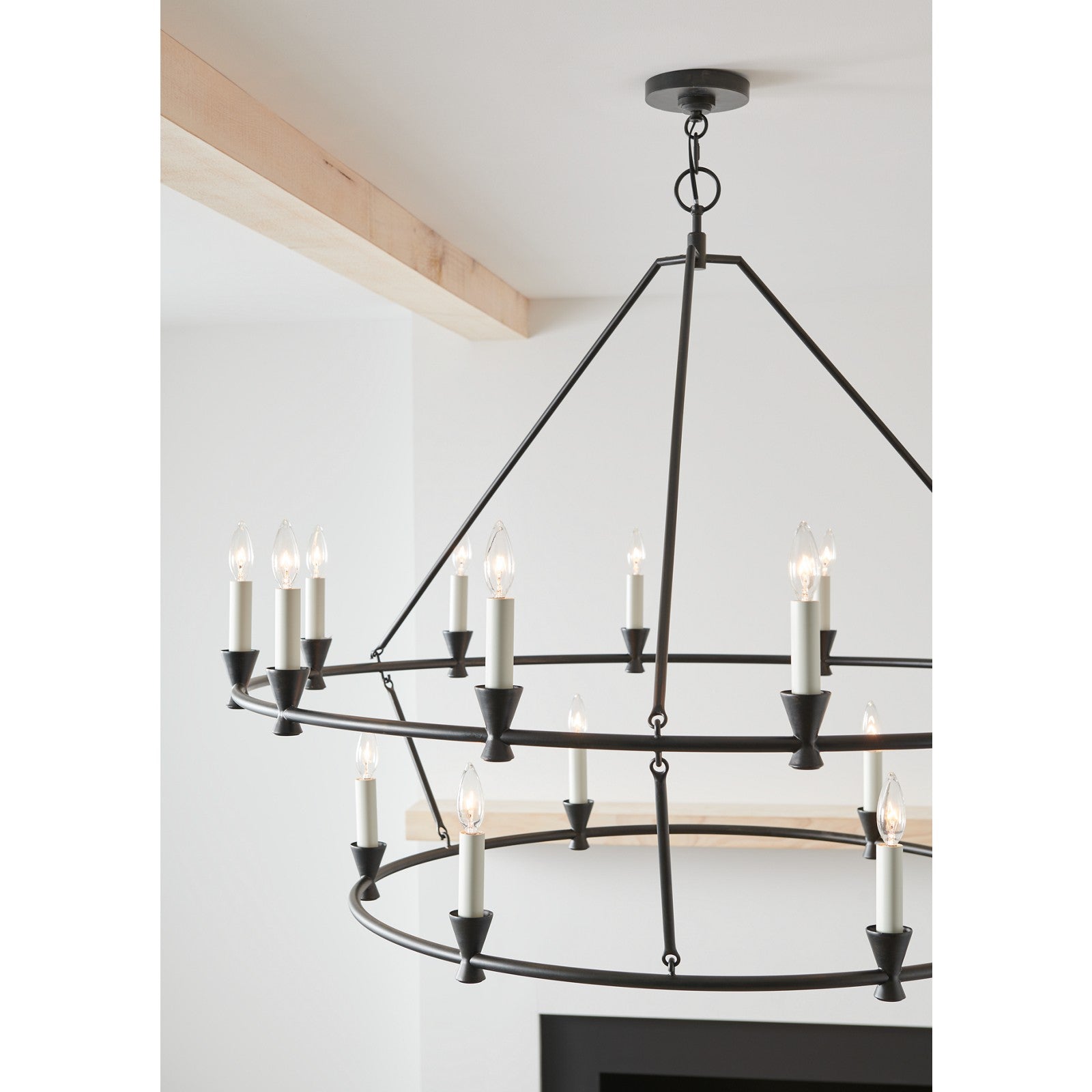 Keystone Large Chandelier Aged Iron - Visual Comfort Ceiling Lights