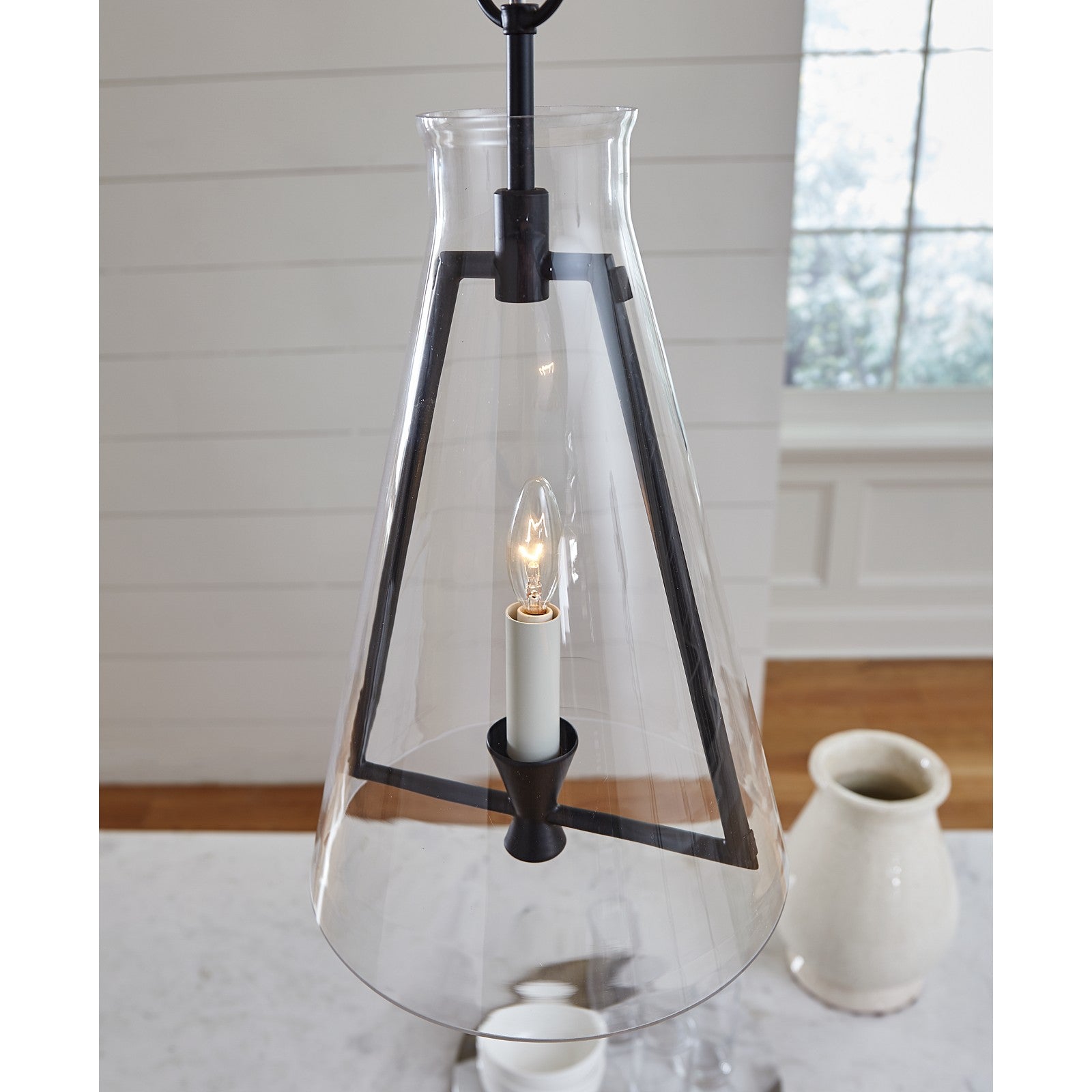 Keystone Medium Pendant in Aged Iron - Visual Comfort Ceiling Lights