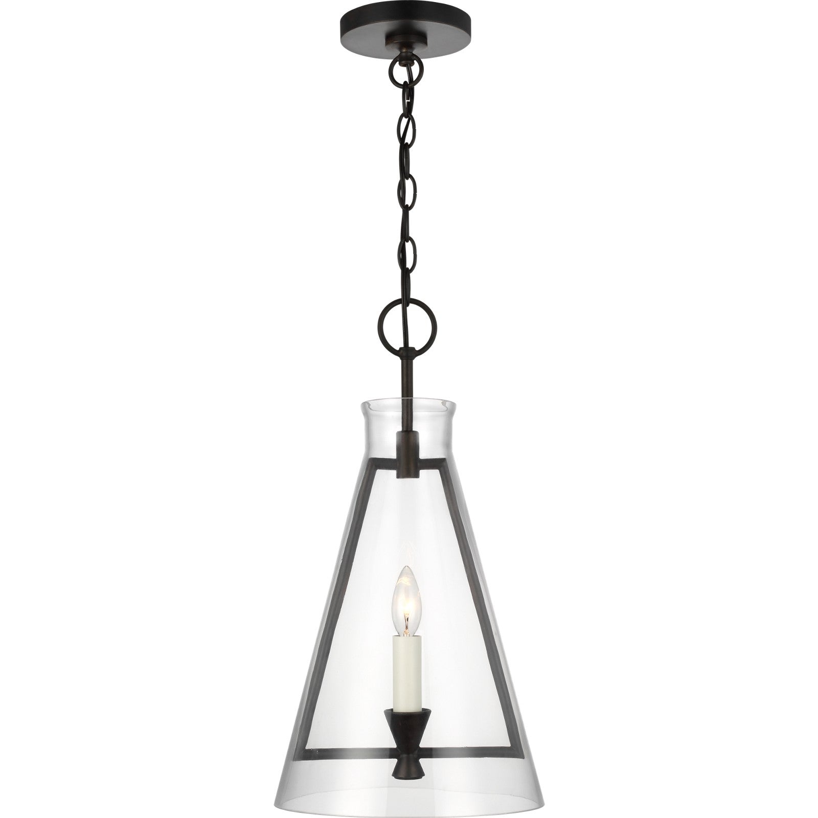 Keystone Medium Pendant in Aged Iron - Visual Comfort Ceiling Lights