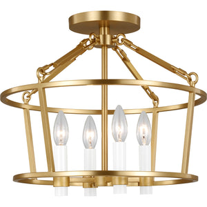 Marston Semi Flush Mount Burnished Brass - Visual Comfort Ceiling Lights