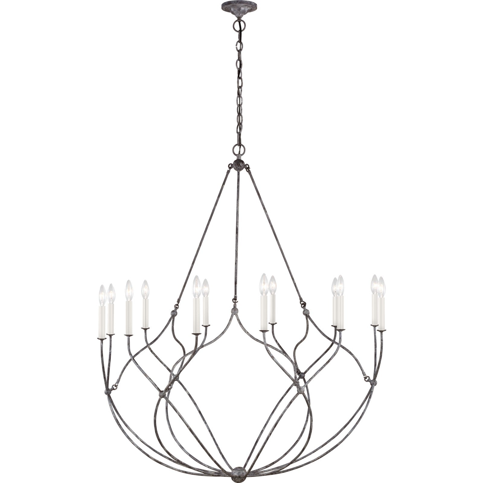 Richmond Large Chandelier Weathered Galvanized - Visual Comfort Ceiling Lights