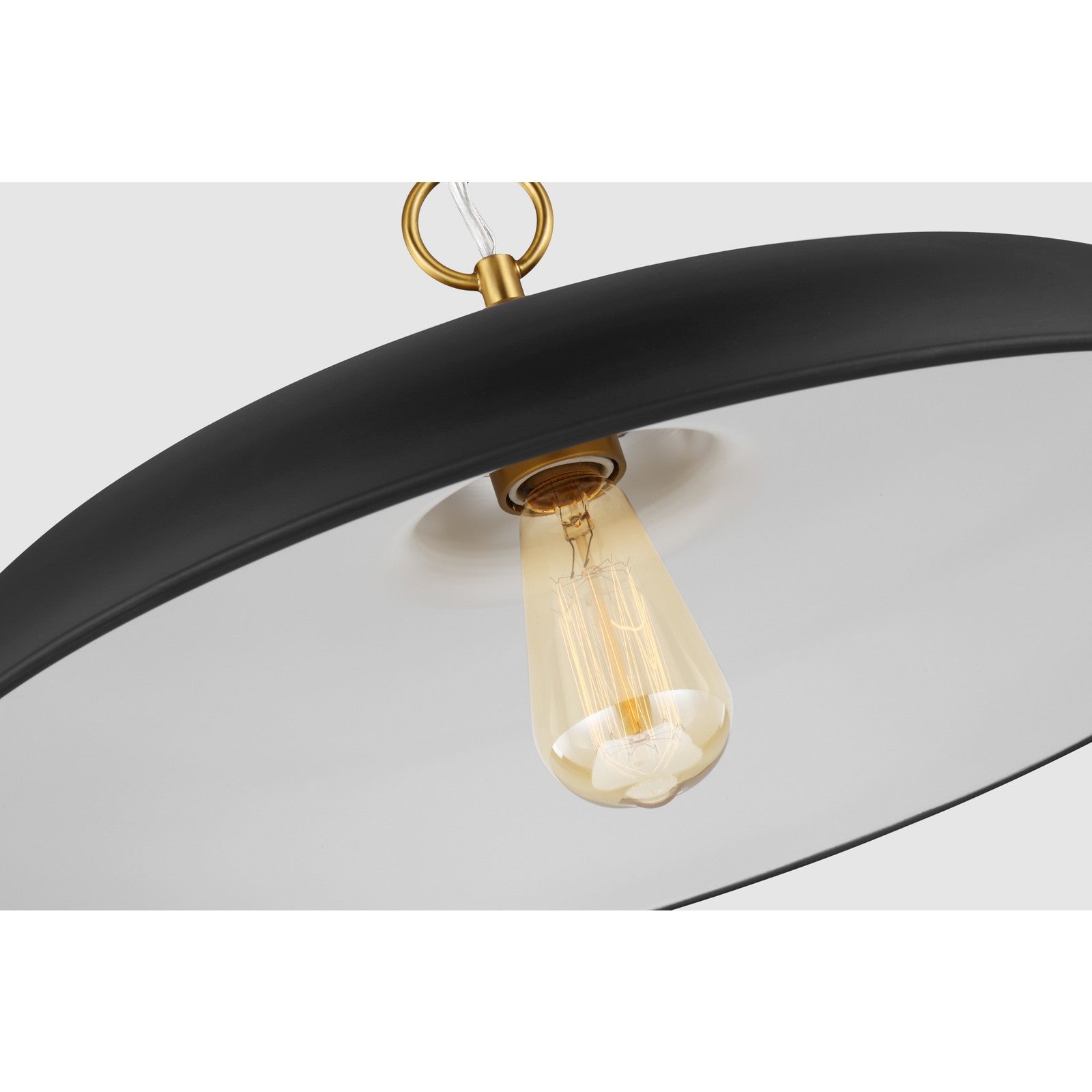 Wellfleet Medium Wide Pendant in Midnight Black and Burnished Brass - Visual Comfort Ceiling Lights