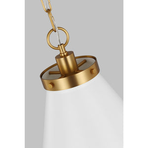 Wellfleet Large Cone Pendant Midnight Black and Burnished Brass - Visual Comfort Ceiling Lights