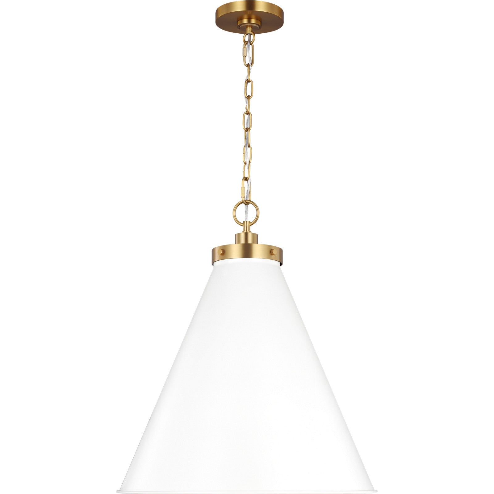 Wellfleet Large Cone Pendant Midnight Black and Burnished Brass - Visual Comfort Ceiling Lights