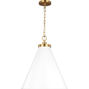 Wellfleet Large Cone Pendant Midnight Black and Burnished Brass - Visual Comfort Ceiling Lights