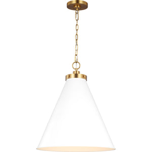 Wellfleet Large Cone Pendant Midnight Black and Burnished Brass - Visual Comfort Ceiling Lights