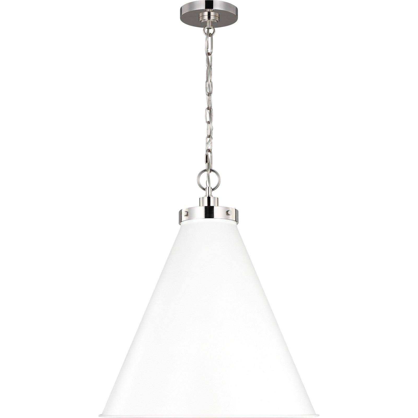 Wellfleet Large Cone Pendant Midnight Black and Burnished Brass - Visual Comfort Ceiling Lights