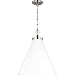 Wellfleet Large Cone Pendant Midnight Black and Burnished Brass - Visual Comfort Ceiling Lights