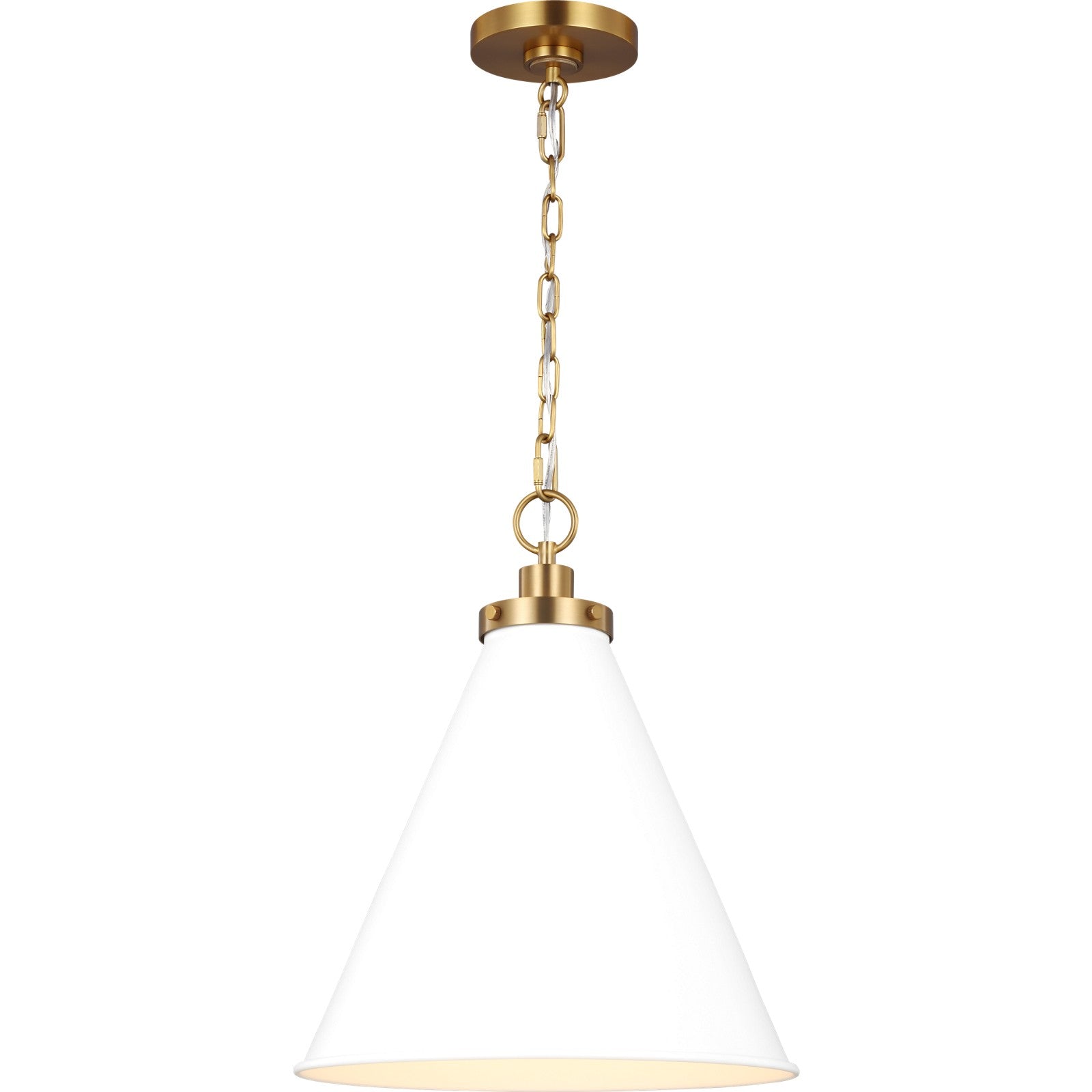 Wellfleet Medium Cone Pendant Midnight Black and Burnished Brass - Visual Comfort Ceiling Lights