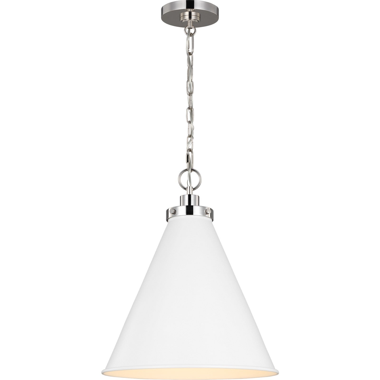 Wellfleet Medium Cone Pendant Midnight Black and Burnished Brass - Visual Comfort Ceiling Lights