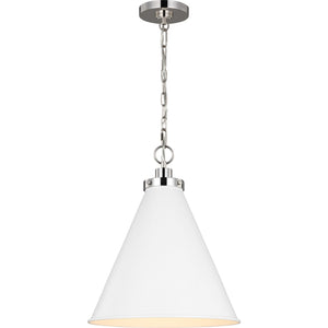 Wellfleet Medium Cone Pendant Midnight Black and Burnished Brass - Visual Comfort Ceiling Lights