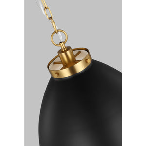 Wellfleet Large Dome Pendant Midnight Black and Burnished Brass - Visual Comfort Ceiling Lights