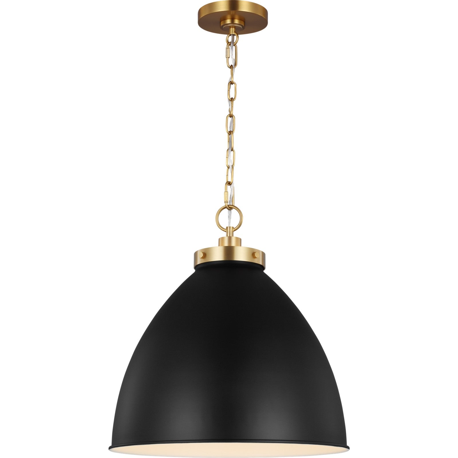 Wellfleet Large Dome Pendant Midnight Black and Burnished Brass - Visual Comfort Ceiling Lights