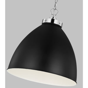Wellfleet Large Dome Pendant Midnight Black and Burnished Brass - Visual Comfort Ceiling Lights