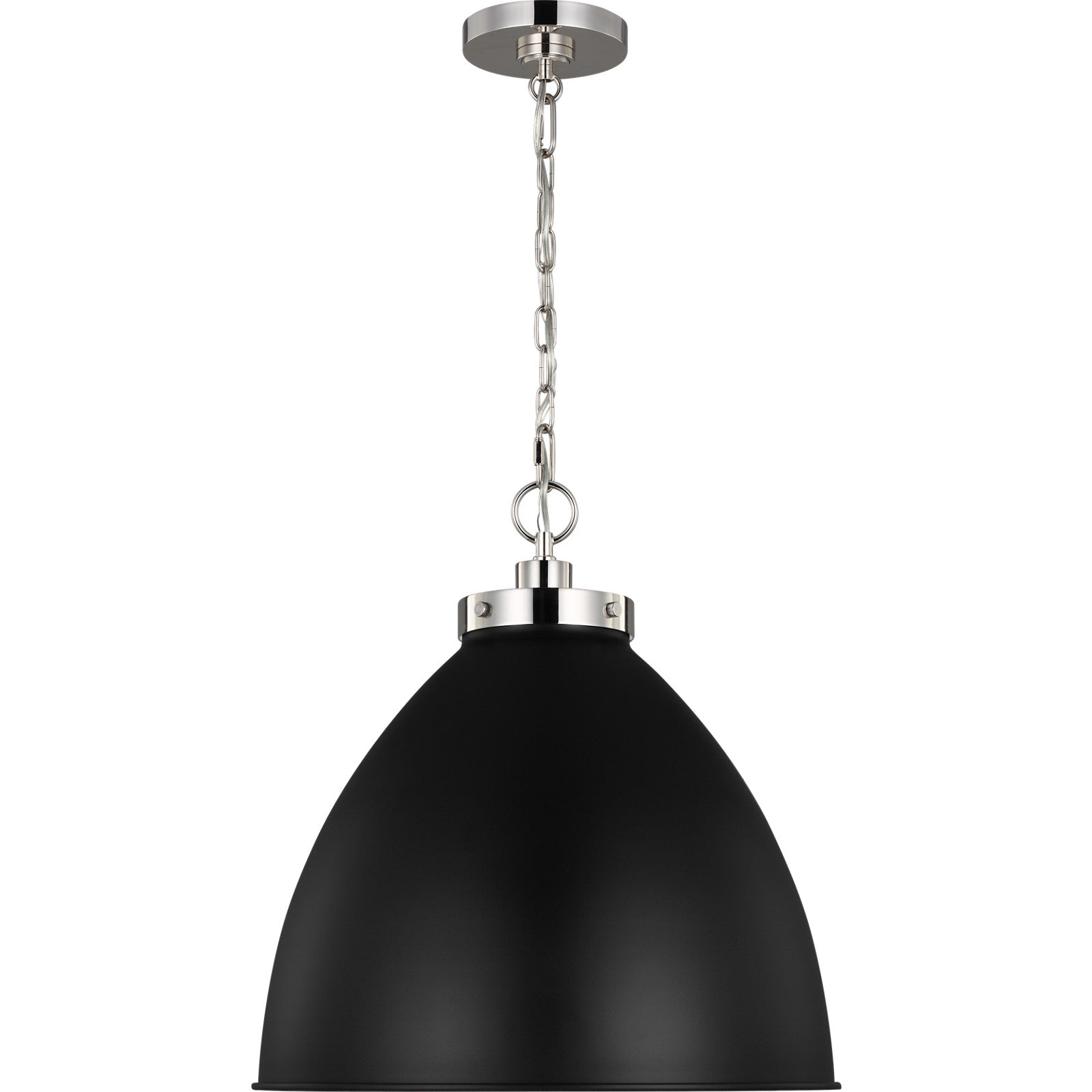 Wellfleet Large Dome Pendant Midnight Black and Burnished Brass - Visual Comfort Ceiling Lights