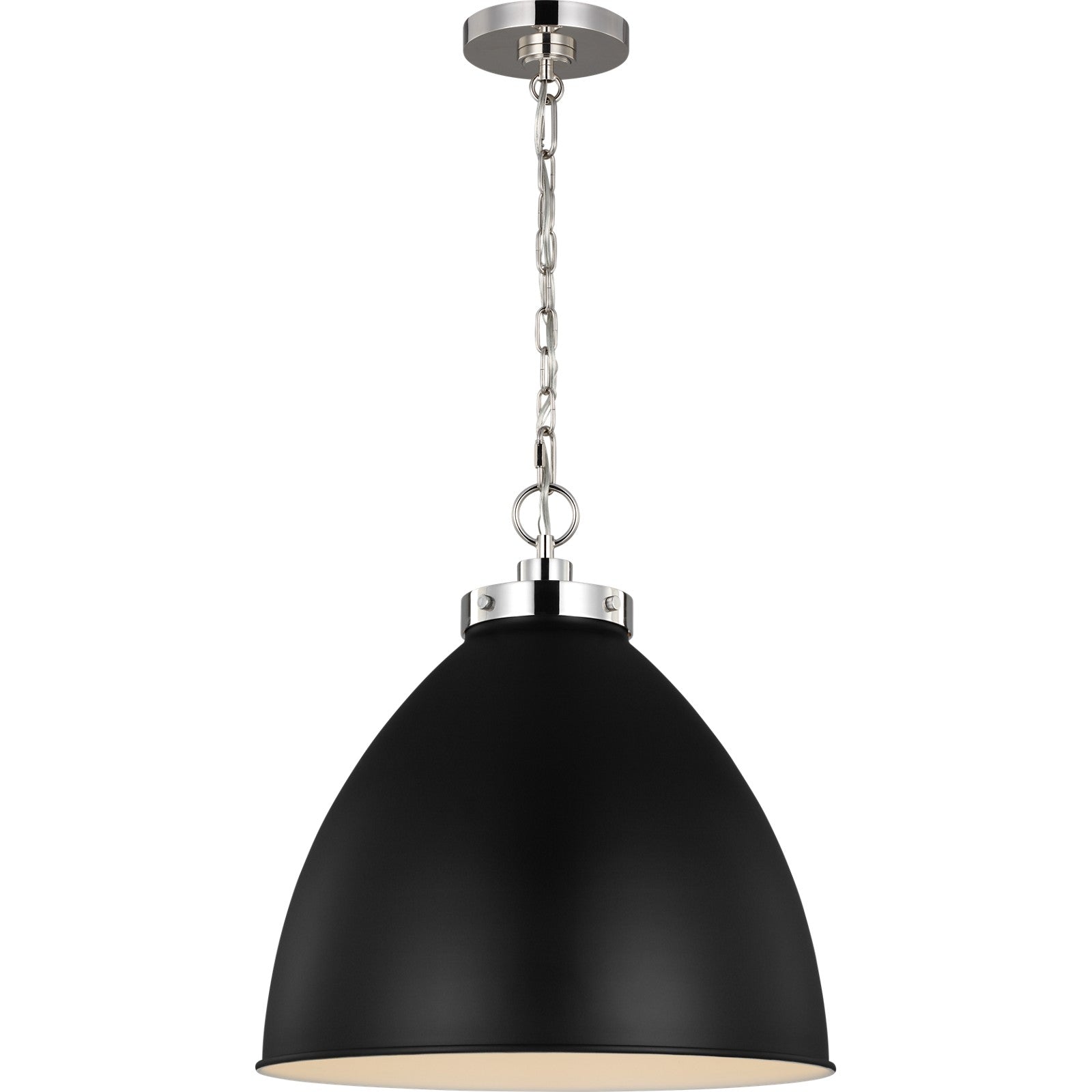 Wellfleet Large Dome Pendant Midnight Black and Burnished Brass - Visual Comfort Ceiling Lights
