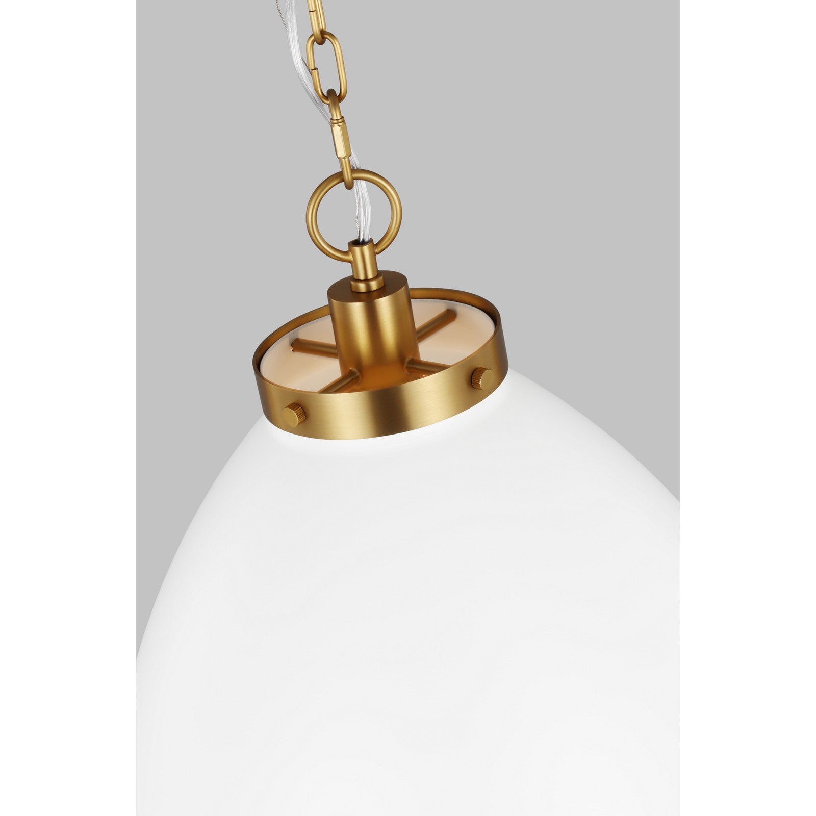 Wellfleet Large Dome Pendant Midnight Black and Burnished Brass - Visual Comfort Ceiling Lights