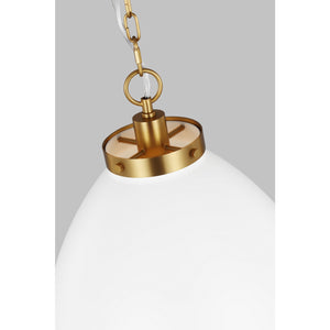 Wellfleet Large Dome Pendant Midnight Black and Burnished Brass - Visual Comfort Ceiling Lights