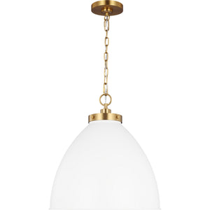 Wellfleet Large Dome Pendant Midnight Black and Burnished Brass - Visual Comfort Ceiling Lights