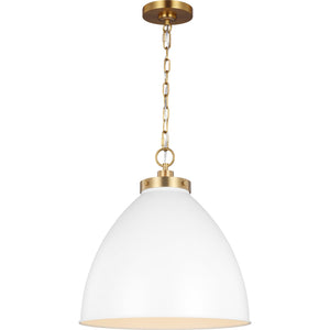 Wellfleet Large Dome Pendant Midnight Black and Burnished Brass - Visual Comfort Ceiling Lights
