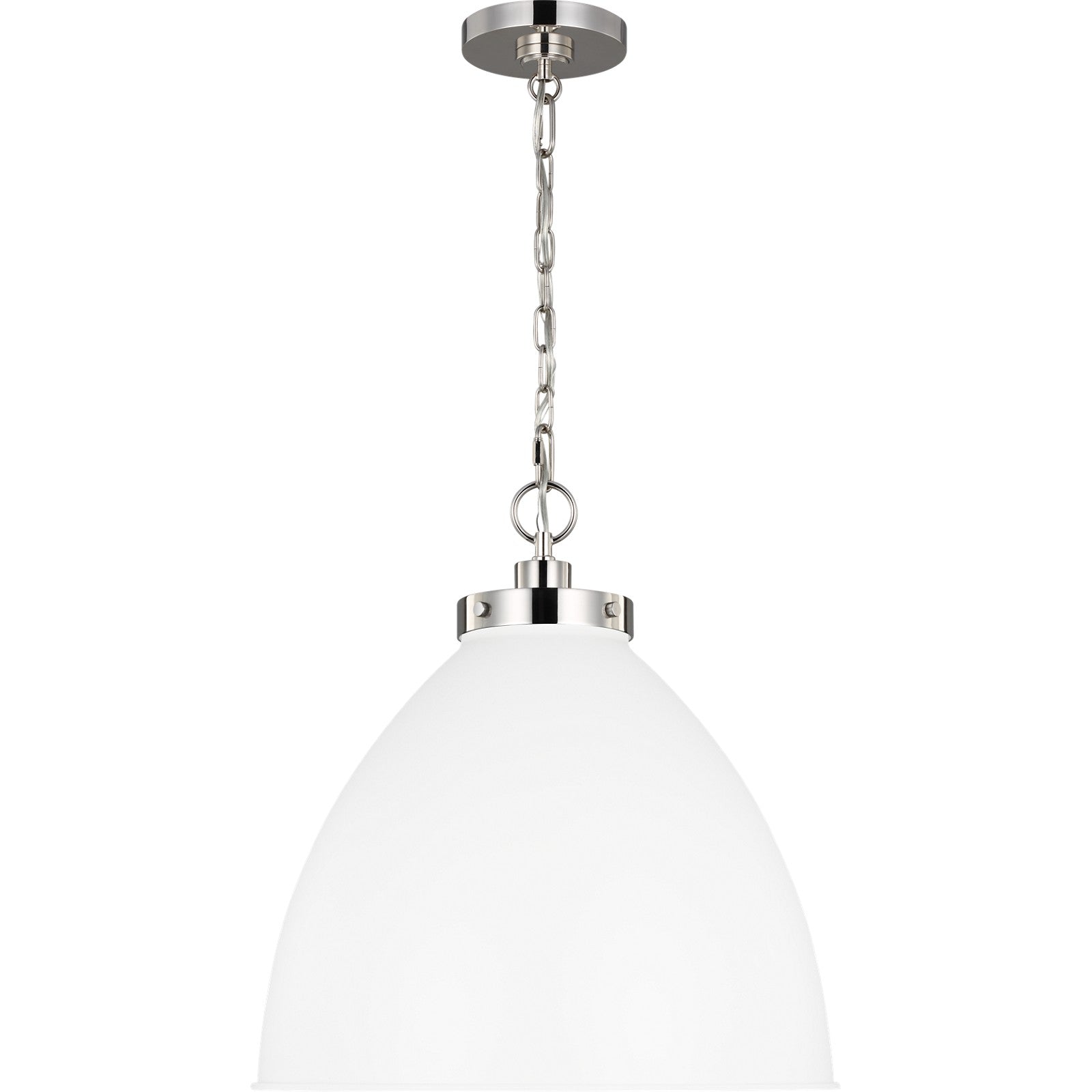 Wellfleet Large Dome Pendant Midnight Black and Burnished Brass - Visual Comfort Ceiling Lights