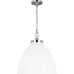 Wellfleet Large Dome Pendant Midnight Black and Burnished Brass - Visual Comfort Ceiling Lights