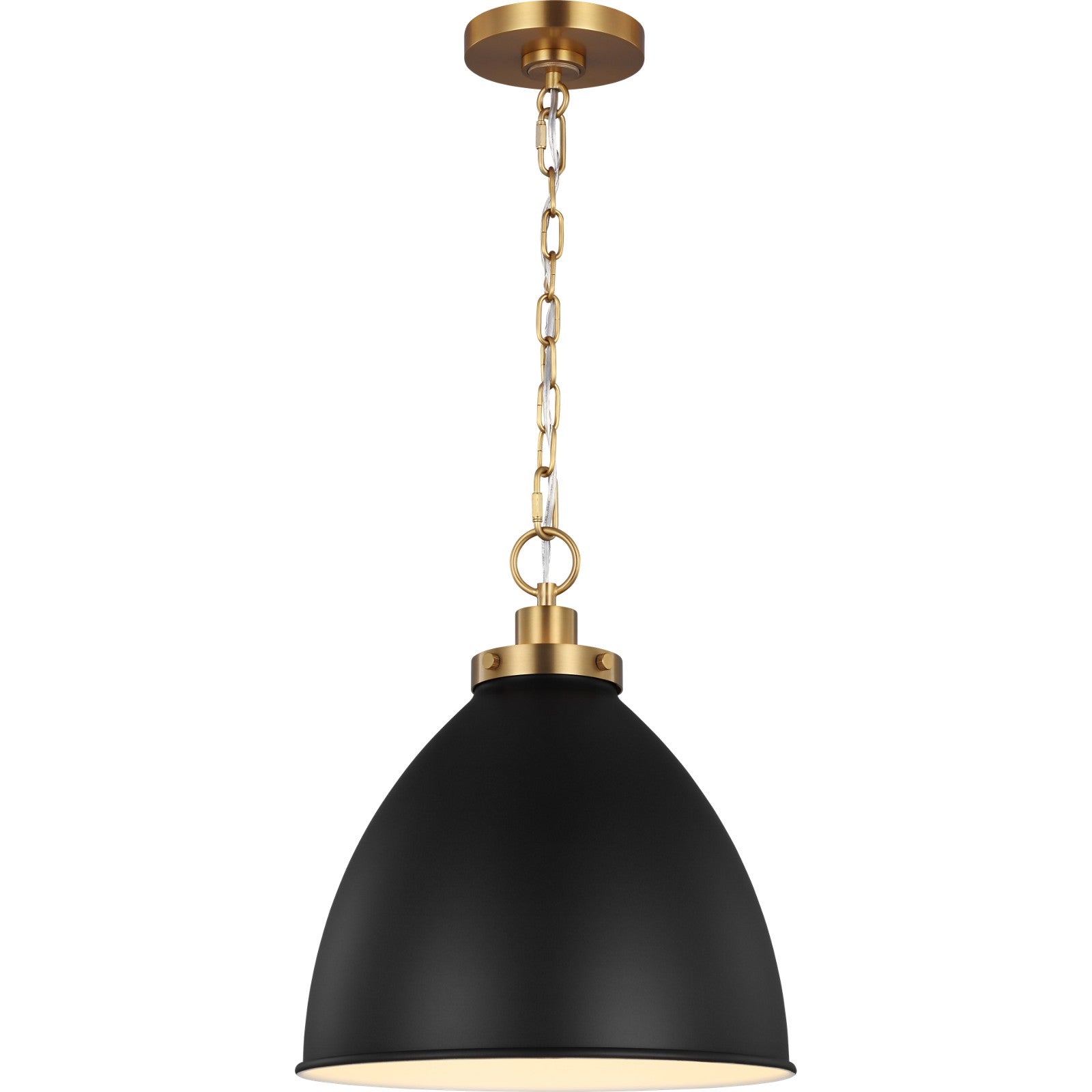 Wellfleet Medium Dome Pendant Midnight Black and Burnished Brass - Visual Comfort Ceiling Lights