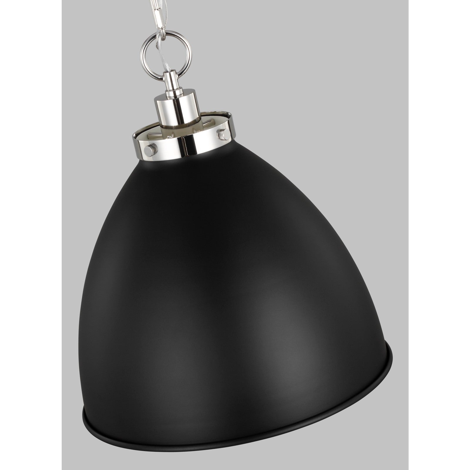 Wellfleet Medium Dome Pendant Midnight Black and Burnished Brass - Visual Comfort Ceiling Lights