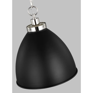 Wellfleet Medium Dome Pendant Midnight Black and Burnished Brass - Visual Comfort Ceiling Lights