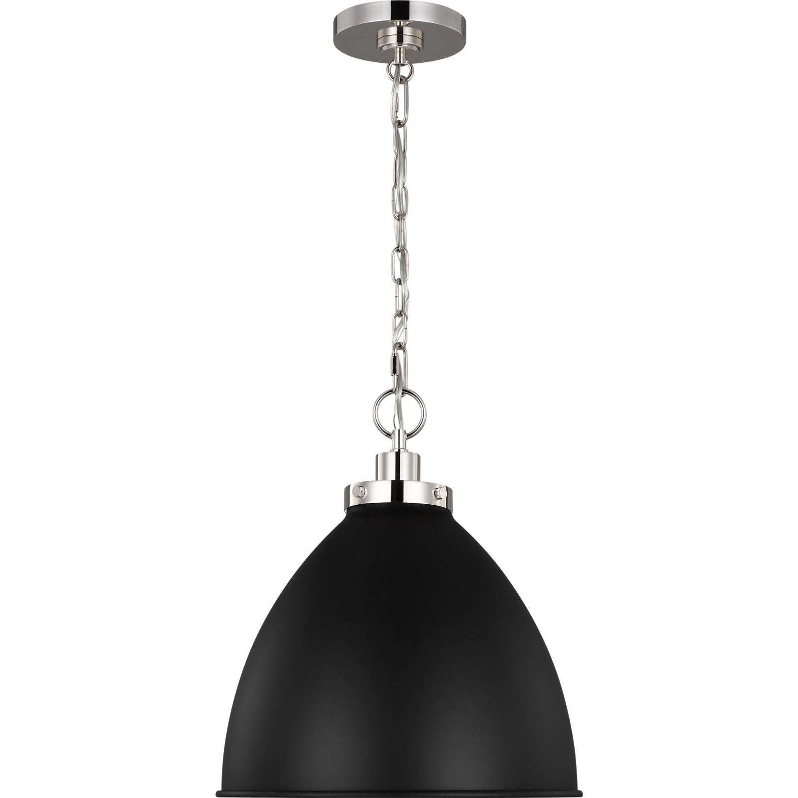 Wellfleet Medium Dome Pendant Midnight Black and Burnished Brass - Visual Comfort Ceiling Lights