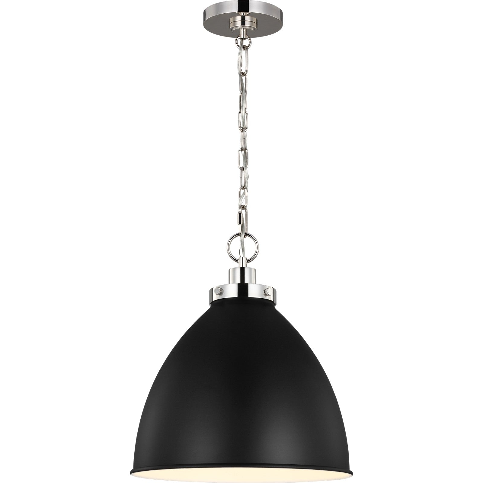 Wellfleet Medium Dome Pendant Midnight Black and Burnished Brass - Visual Comfort Ceiling Lights