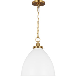 Wellfleet Medium Dome Pendant Midnight Black and Burnished Brass - Visual Comfort Ceiling Lights
