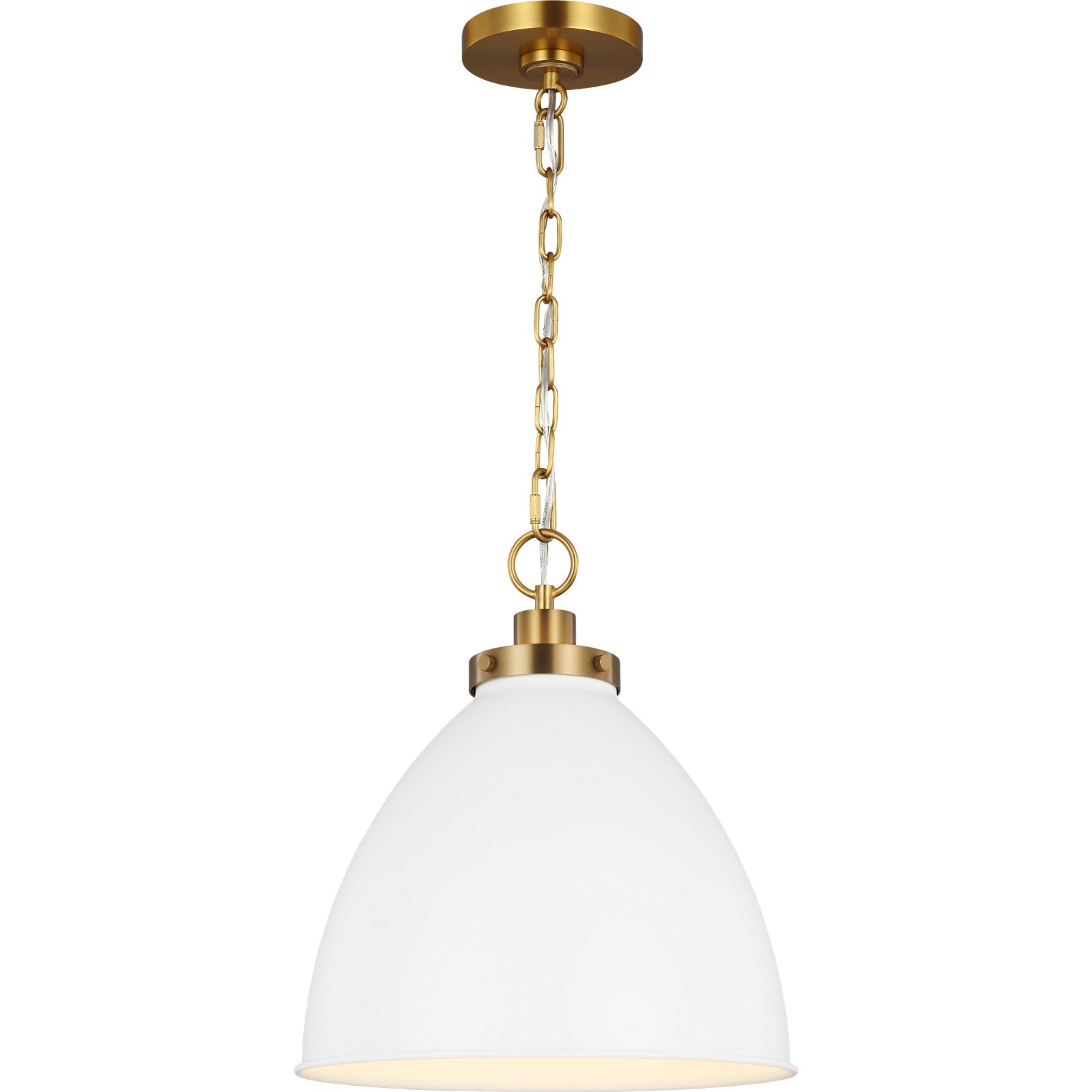 Wellfleet Medium Dome Pendant Midnight Black and Burnished Brass - Visual Comfort Ceiling Lights