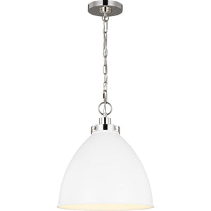 Wellfleet Medium Dome Pendant Midnight Black and Burnished Brass - Visual Comfort Ceiling Lights