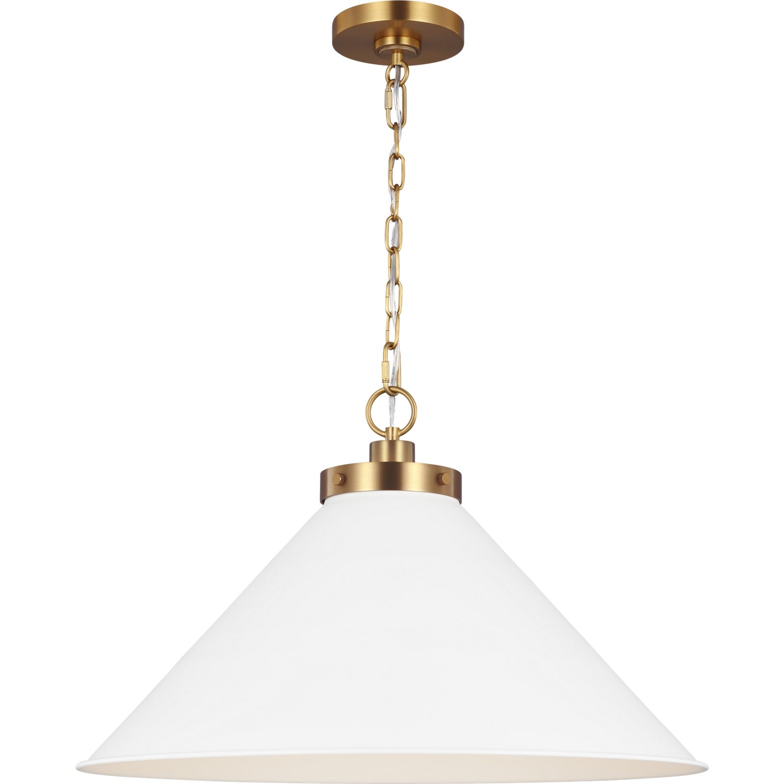 Wellfleet Wide Cone Pendant Midnight Black and Burnished Brass - Visual Comfort Ceiling Lights