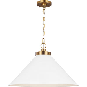 Wellfleet Wide Cone Pendant Midnight Black and Burnished Brass - Visual Comfort Ceiling Lights