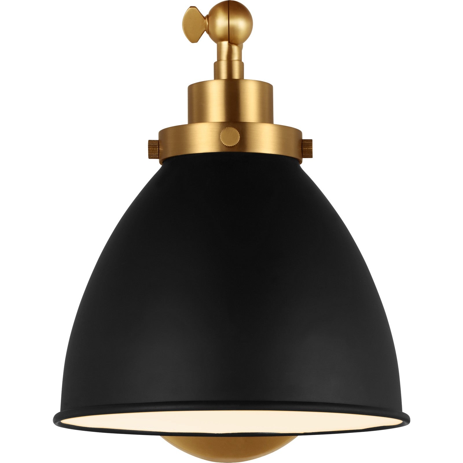 Wellfleet Single Arm Dome Task Sconce Midnight Black and Burnished Brass - Visual Comfort Wall Lights