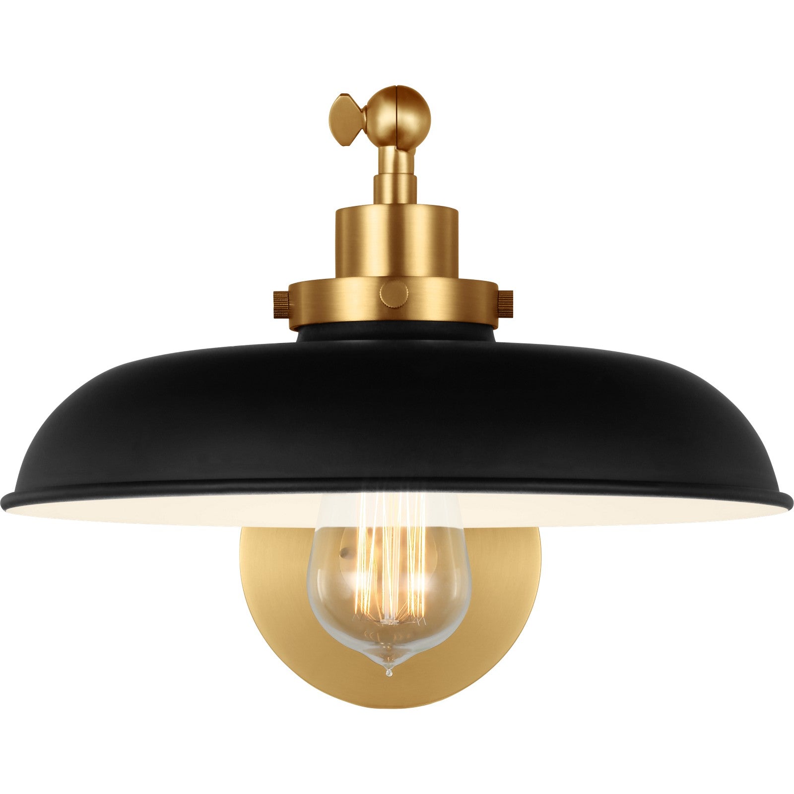 Wellfleet Single Arm Wide Task Sconce Midnight Black and Burnished Brass - Visual Comfort Wall Lights