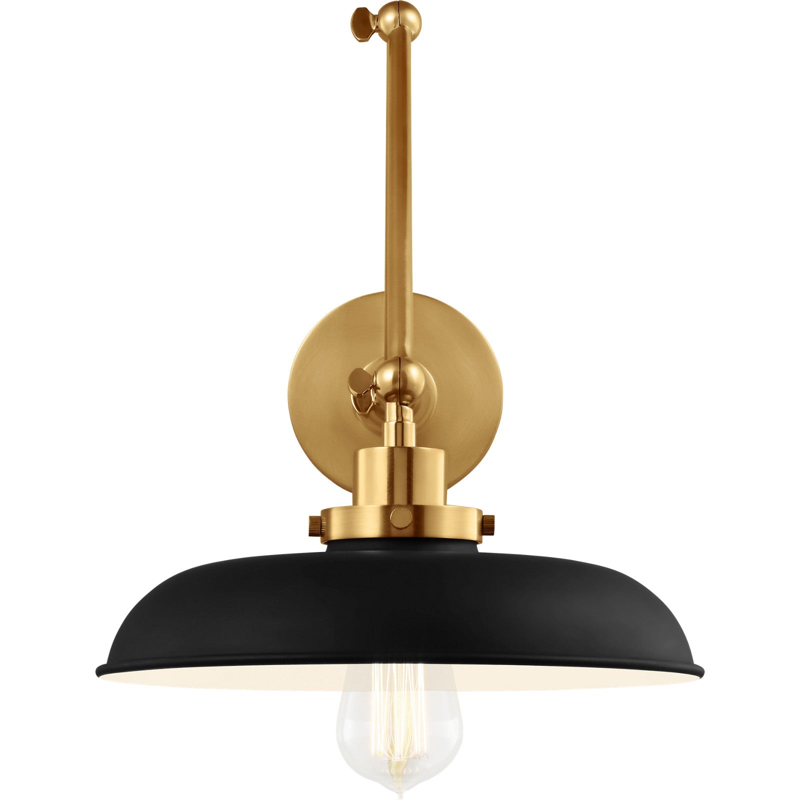 Wellfleet Double Arm Wide Task Sconce Midnight Black and Burnished Brass - Visual Comfort Wall Lights