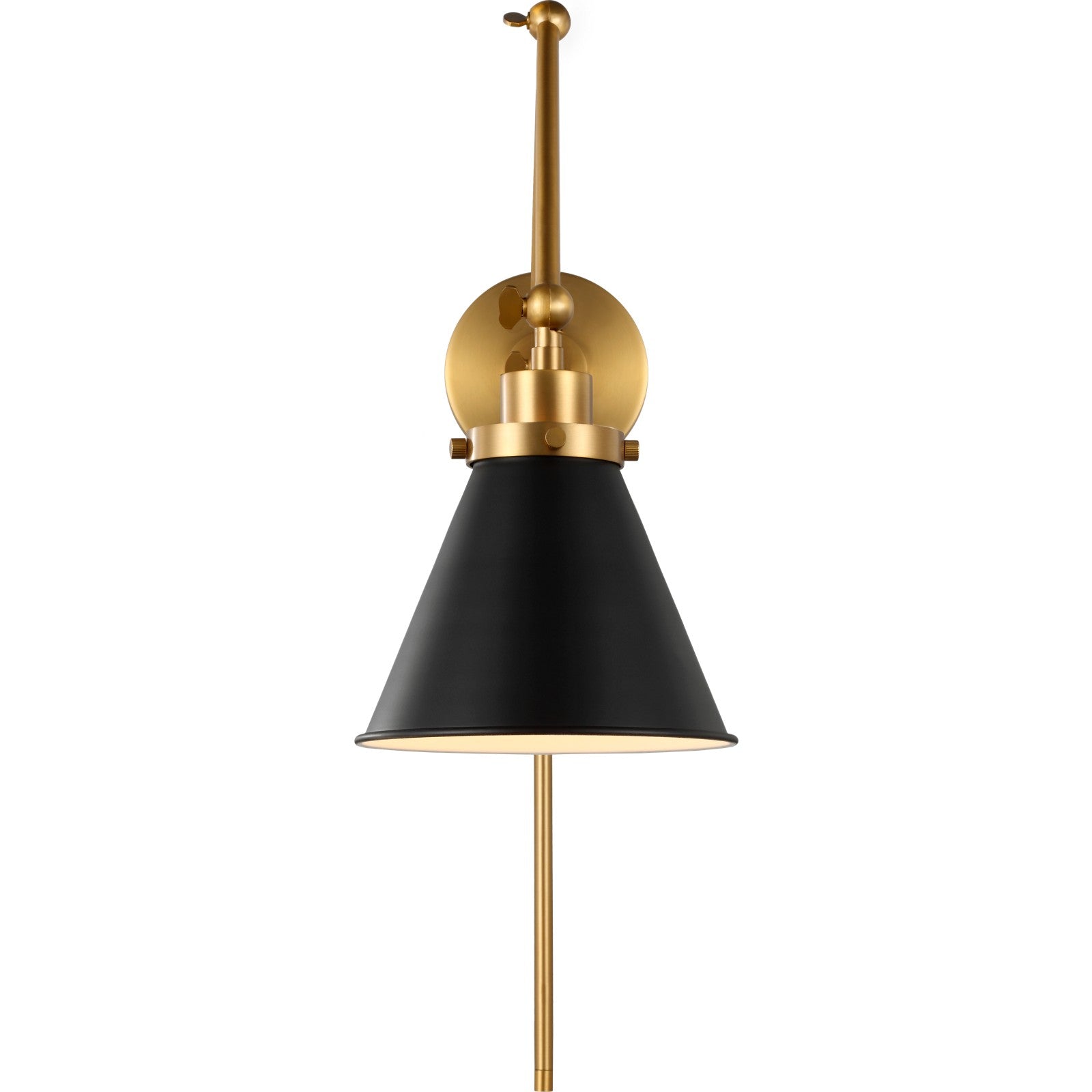 Wellfleet Double Arm Cone Task Sconce Midnight Black and Burnished Brass - Visual Comfort Wall Lights