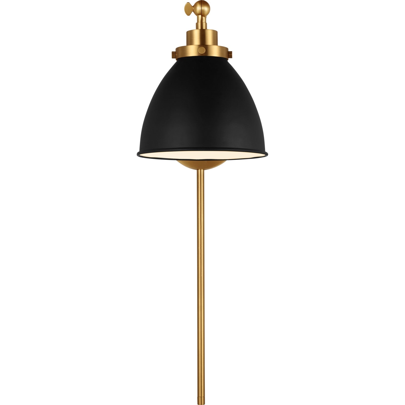 Wellfleet Single Arm Dome Task Sconce Midnight Black and Burnished Brass - Visual Comfort Wall Lights