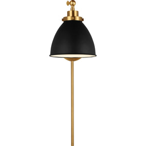 Wellfleet Single Arm Dome Task Sconce Midnight Black and Burnished Brass - Visual Comfort Wall Lights