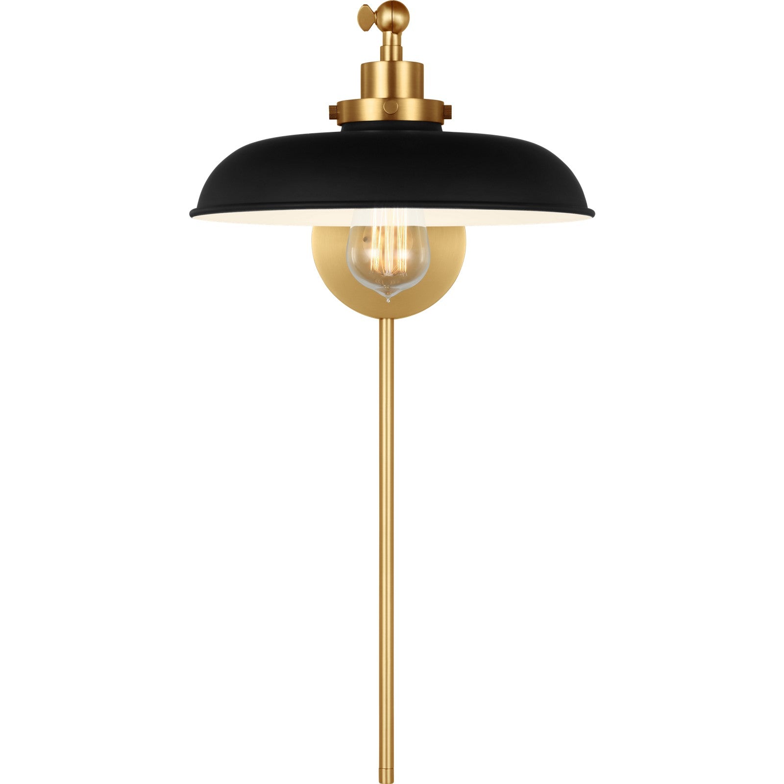 Wellfleet Single Arm Wide Task Sconce Midnight Black and Burnished Brass - Visual Comfort Wall Lights