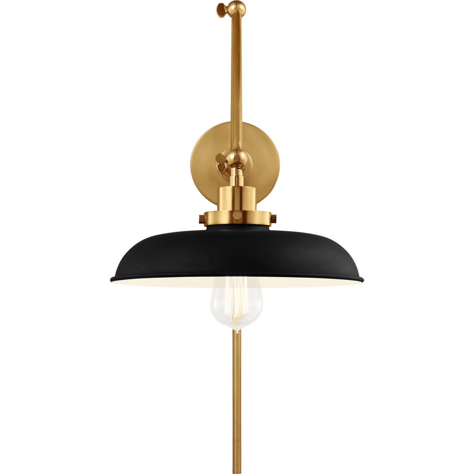 Wellfleet Double Arm Wide Task Sconce Midnight Black and Burnished Brass - Visual Comfort Wall Lights