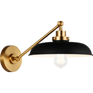 Wellfleet Single Arm Wide Task Sconce Midnight Black and Burnished Brass - Visual Comfort Wall Lights