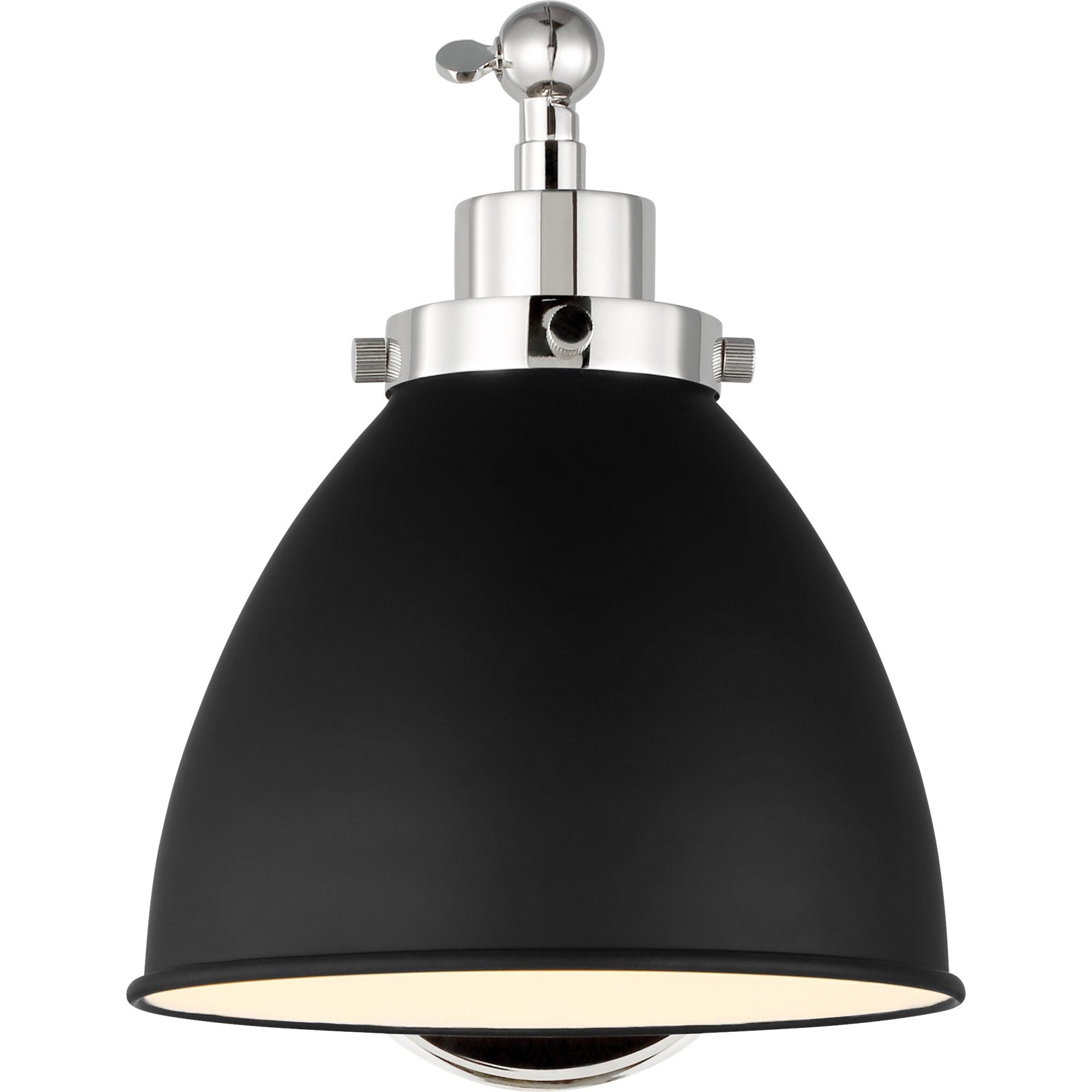 Wellfleet Single Arm Dome Task Sconce Midnight Black and Burnished Brass - Visual Comfort Wall Lights