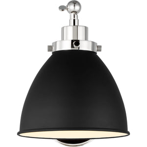 Wellfleet Single Arm Dome Task Sconce Midnight Black and Burnished Brass - Visual Comfort Wall Lights