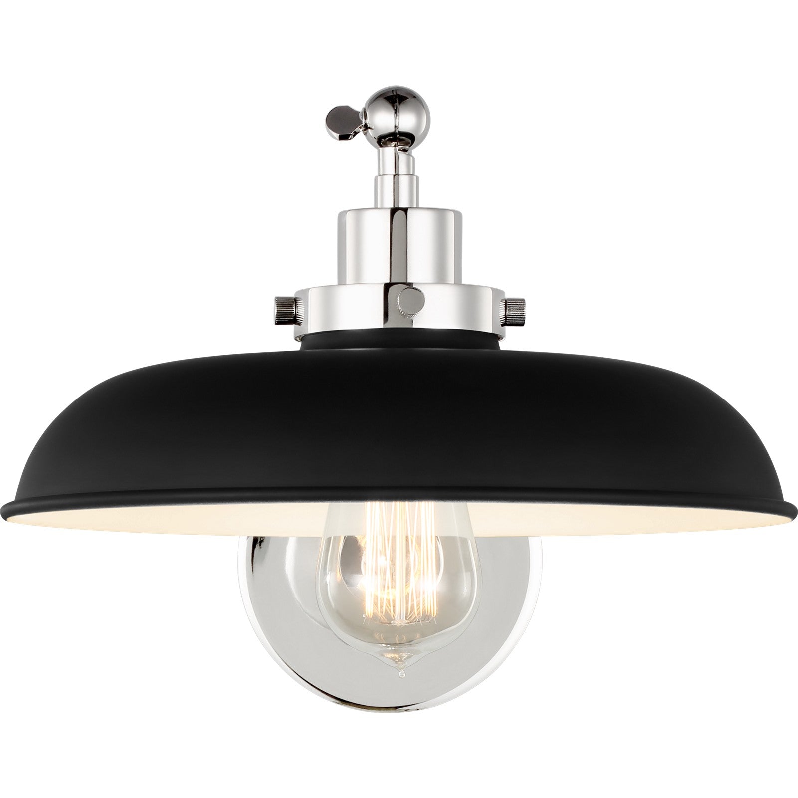 Wellfleet Single Arm Wide Task Sconce Midnight Black and Burnished Brass - Visual Comfort Wall Lights