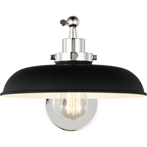 Wellfleet Single Arm Wide Task Sconce Midnight Black and Burnished Brass - Visual Comfort Wall Lights