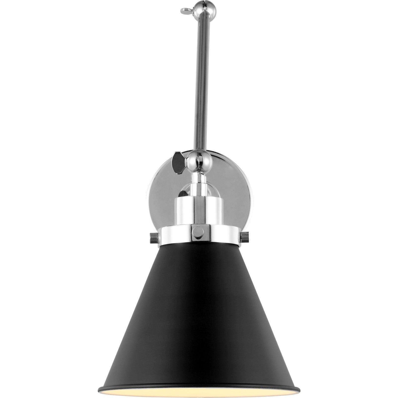 Wellfleet Double Arm Cone Task Sconce Midnight Black and Burnished Brass - Visual Comfort Wall Lights